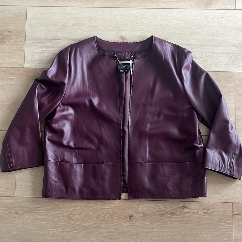 TED BAKER ZIG ZAG EDGE CROP JACKET. DP-PURPLE 6
